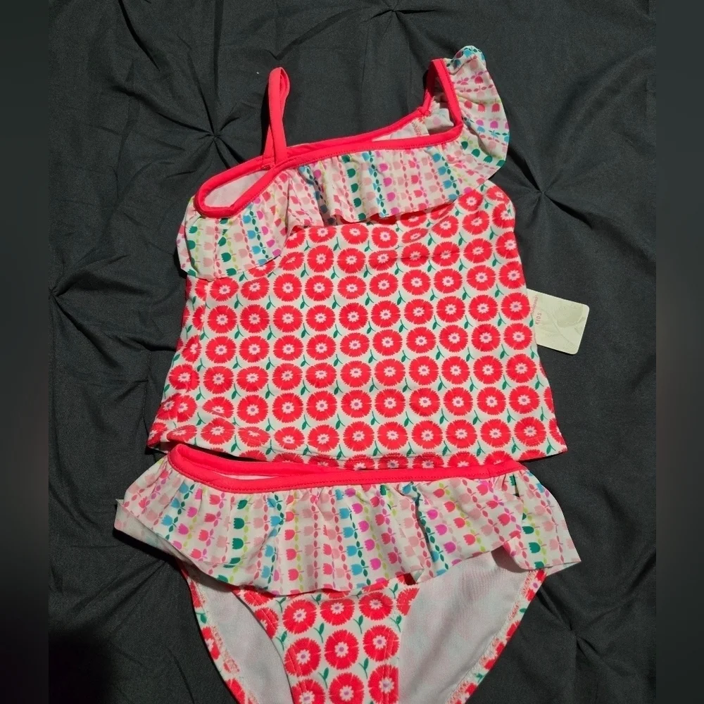 Girls Tommy Bahama 2 Piece Swimsuit 4T Pink White